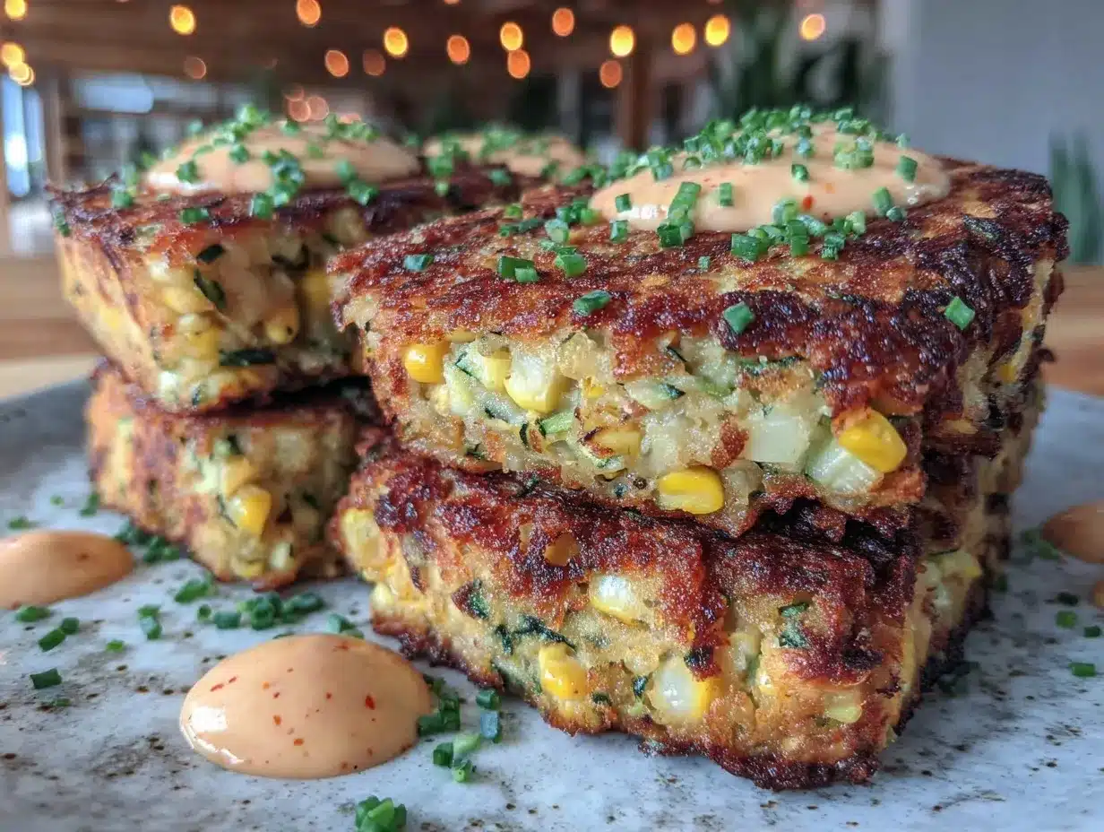 crispy zucchini corn fritter cakes preparation steps