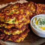 crispy zucchini fritters - featured image