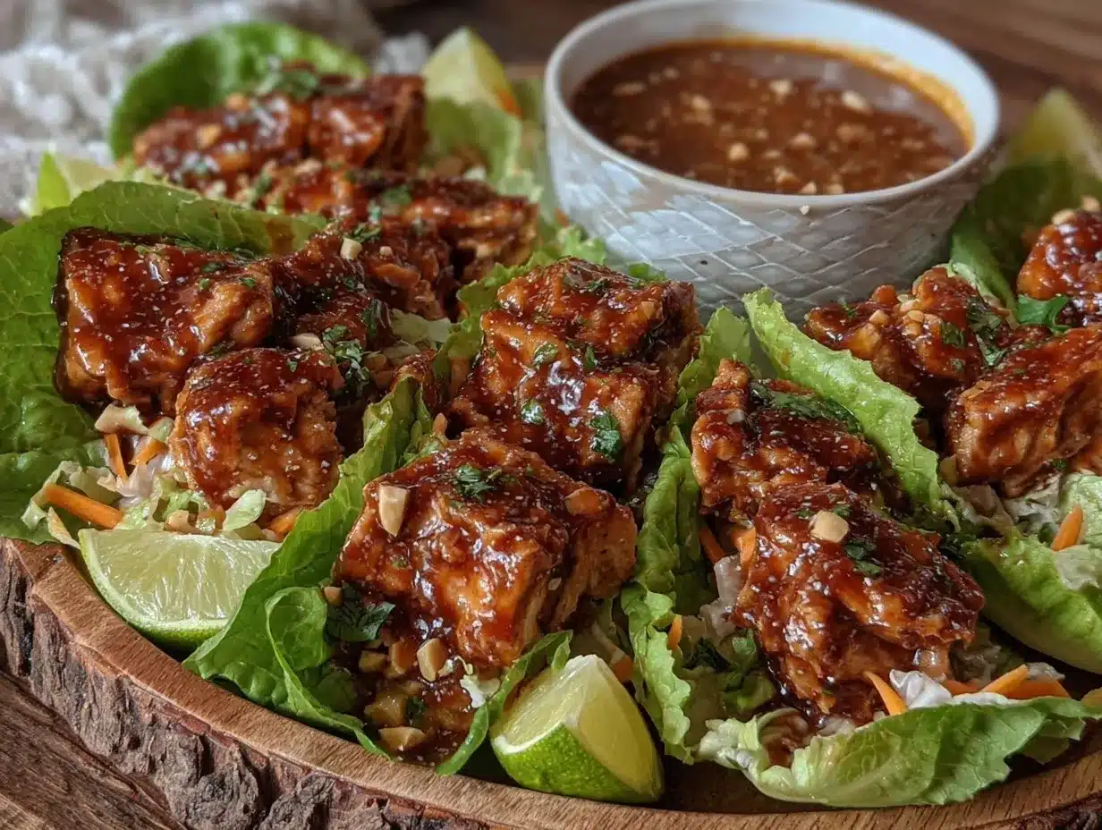 easy creamy thai peanut chicken lettuce wraps preparation steps