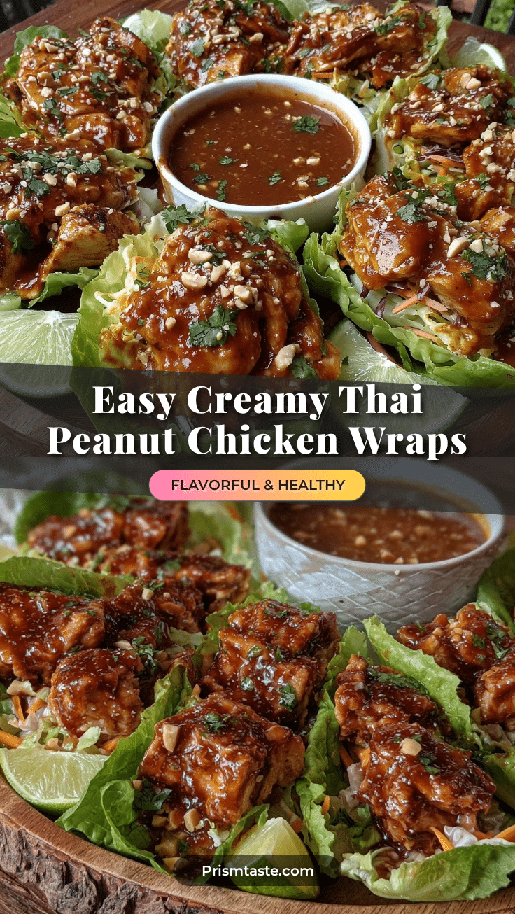 easy creamy thai peanut chicken lettuce wraps recipe