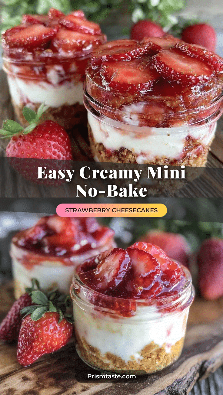 easy mini no bake strawberry cheesecake jars recipe