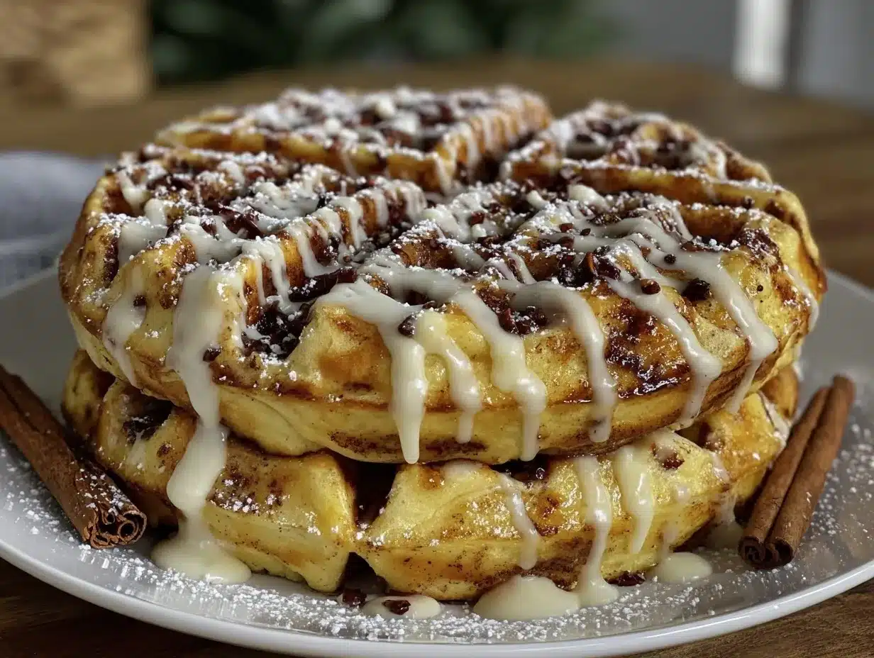 fluffy cinnamon roll waffles preparation steps