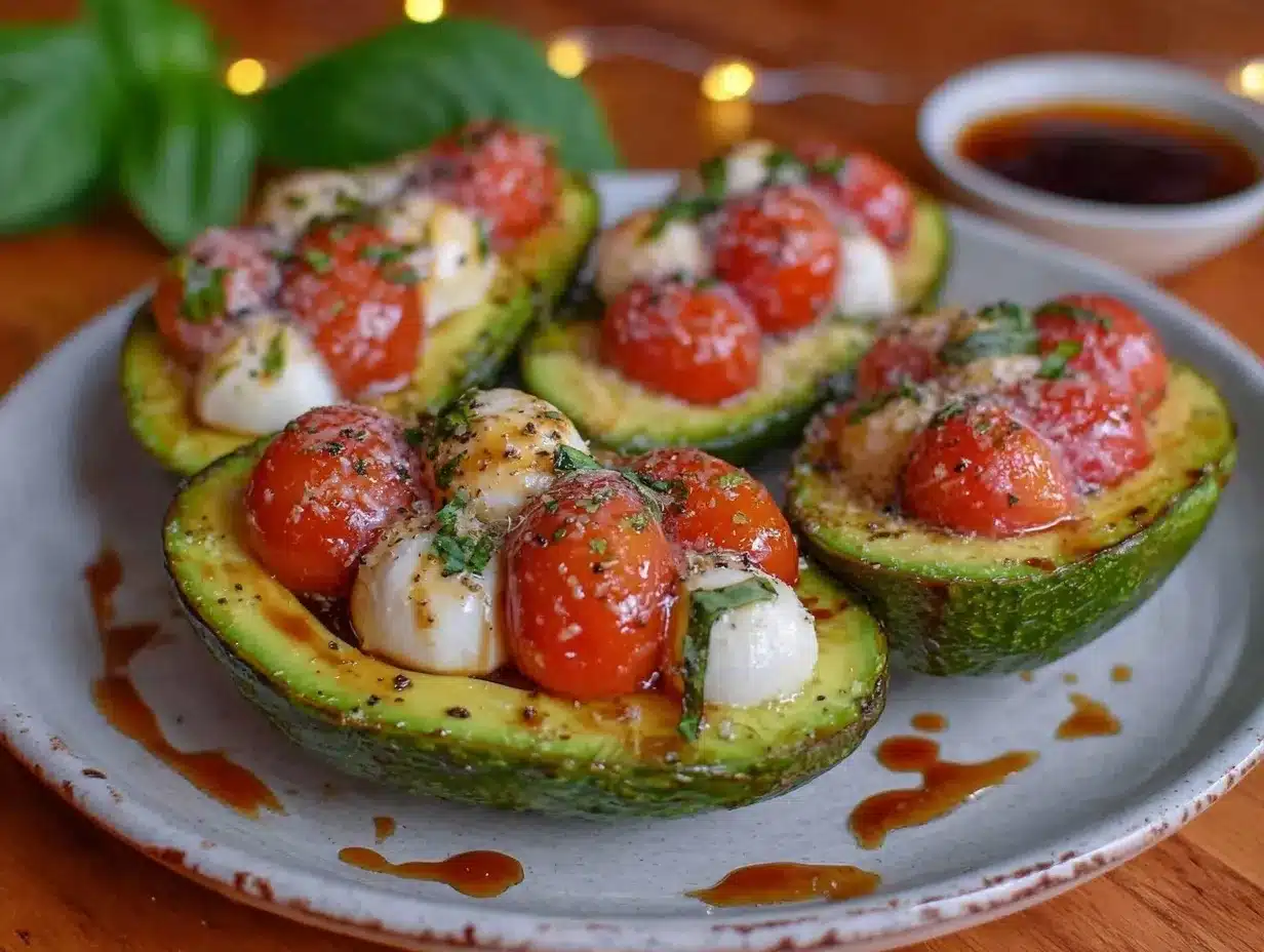 fresh caprese stuffed avocados preparation steps