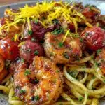 fresh lemon garlic shrimp pasta - featured image