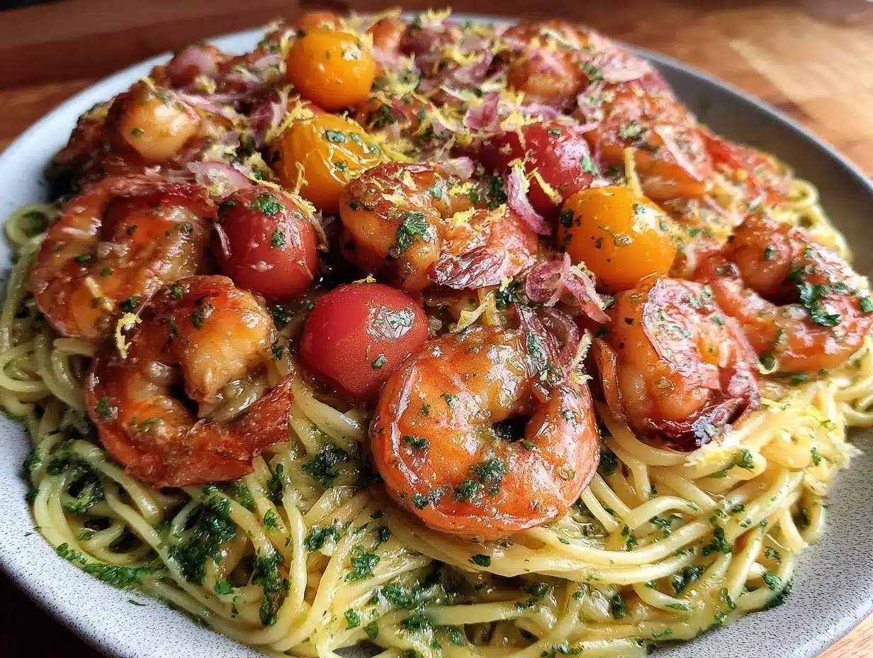fresh lemon garlic shrimp pasta preparation steps
