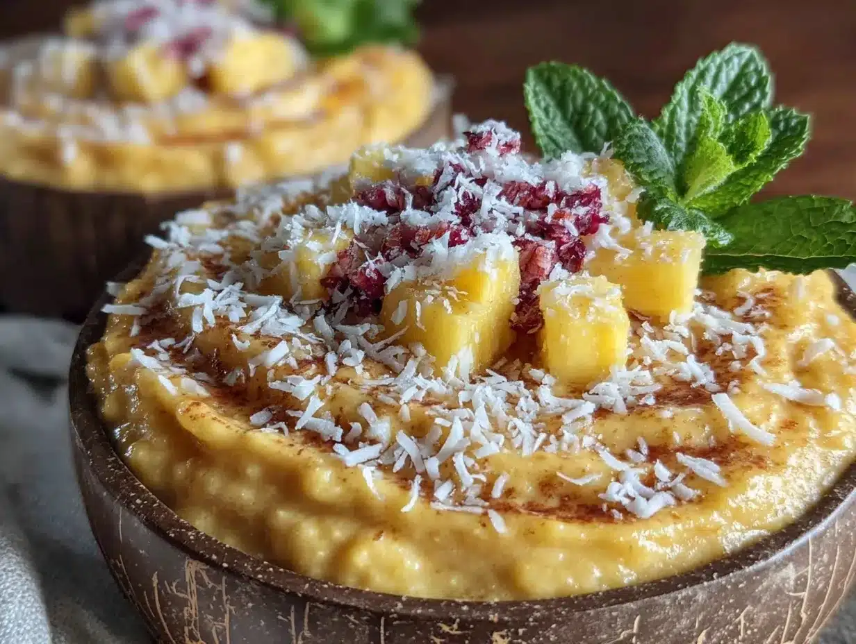 fresh mango pineapple smoothie bowl preparation steps