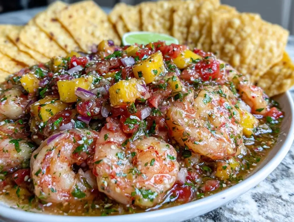 fresh mango shrimp ceviche - featured image