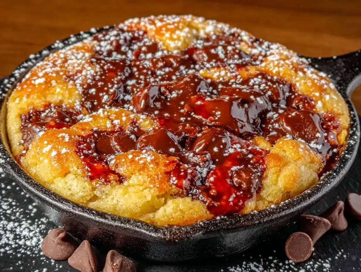 gooey cast iron skillet chocolate chip cookie preparation steps