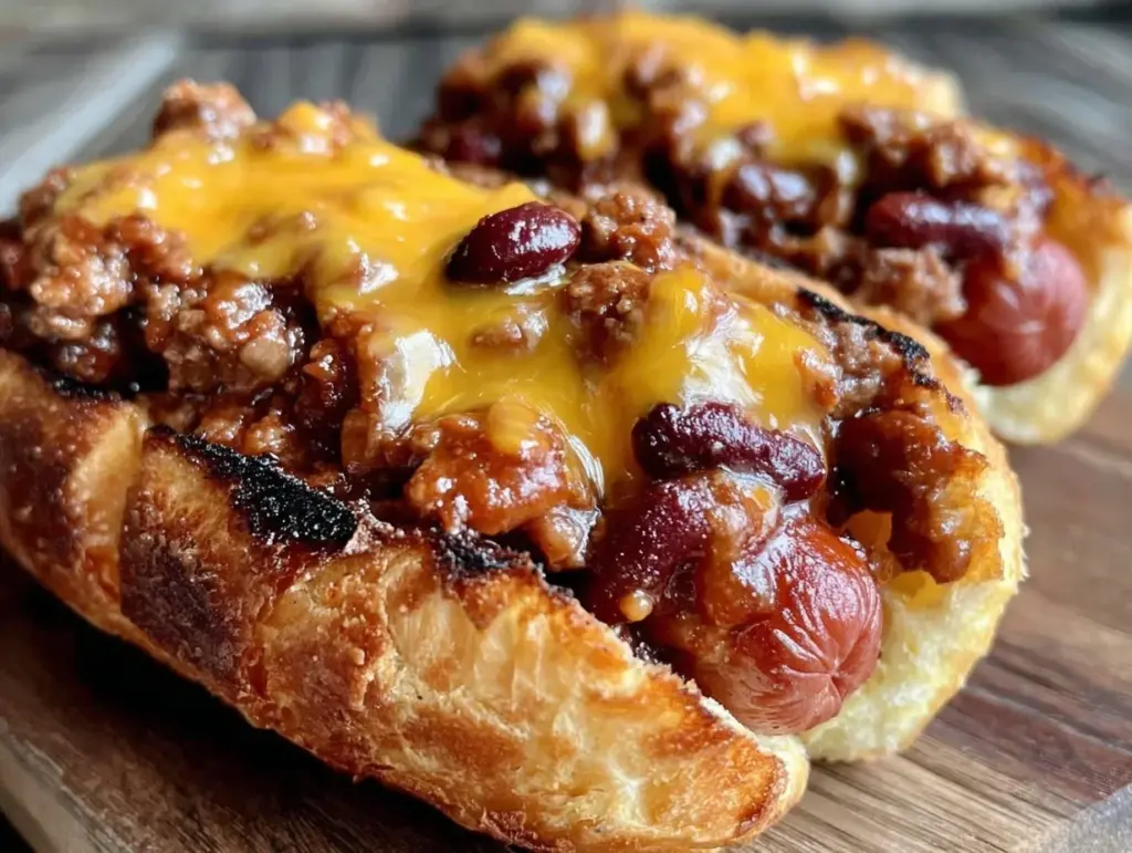 grilled hot dogs with homemade chili and cheese - featured image