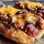 grilled hot dogs with homemade chili and cheese - featured image