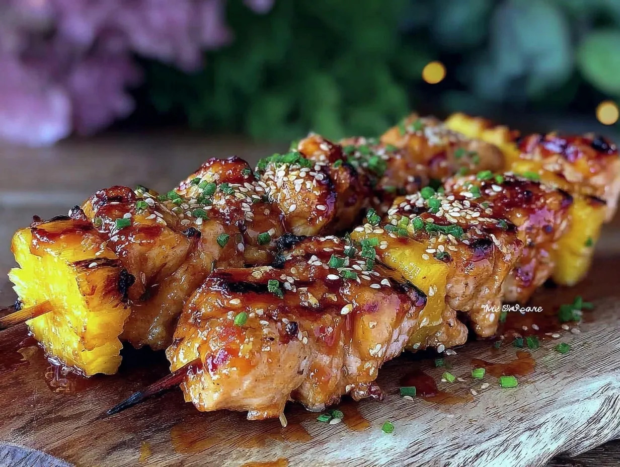 grilled pineapple teriyaki chicken skewers preparation steps