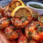 lemon garlic shrimp skewers - featured image