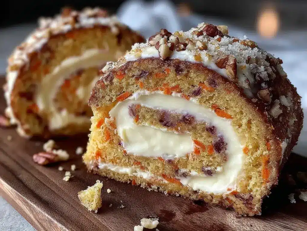moist carrot cake swiss roll - featured image