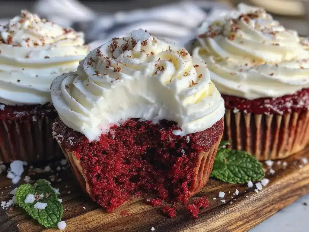 moist homemade red velvet cupcakes - featured image
