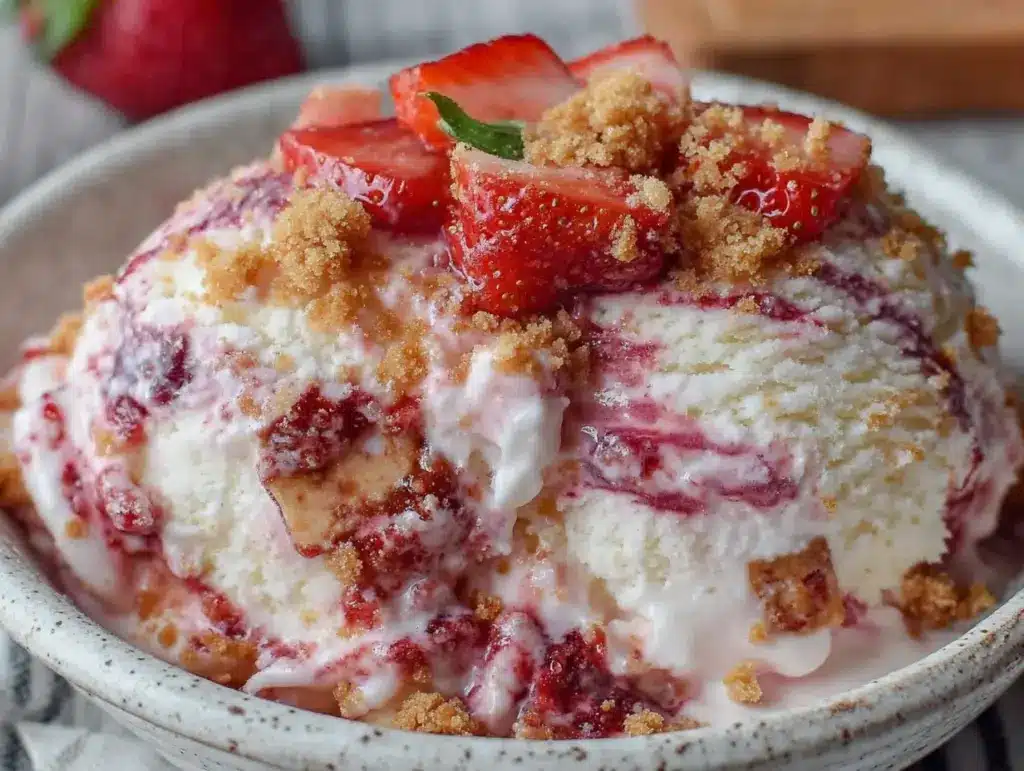 no-churn strawberry cheesecake ice cream - featured image