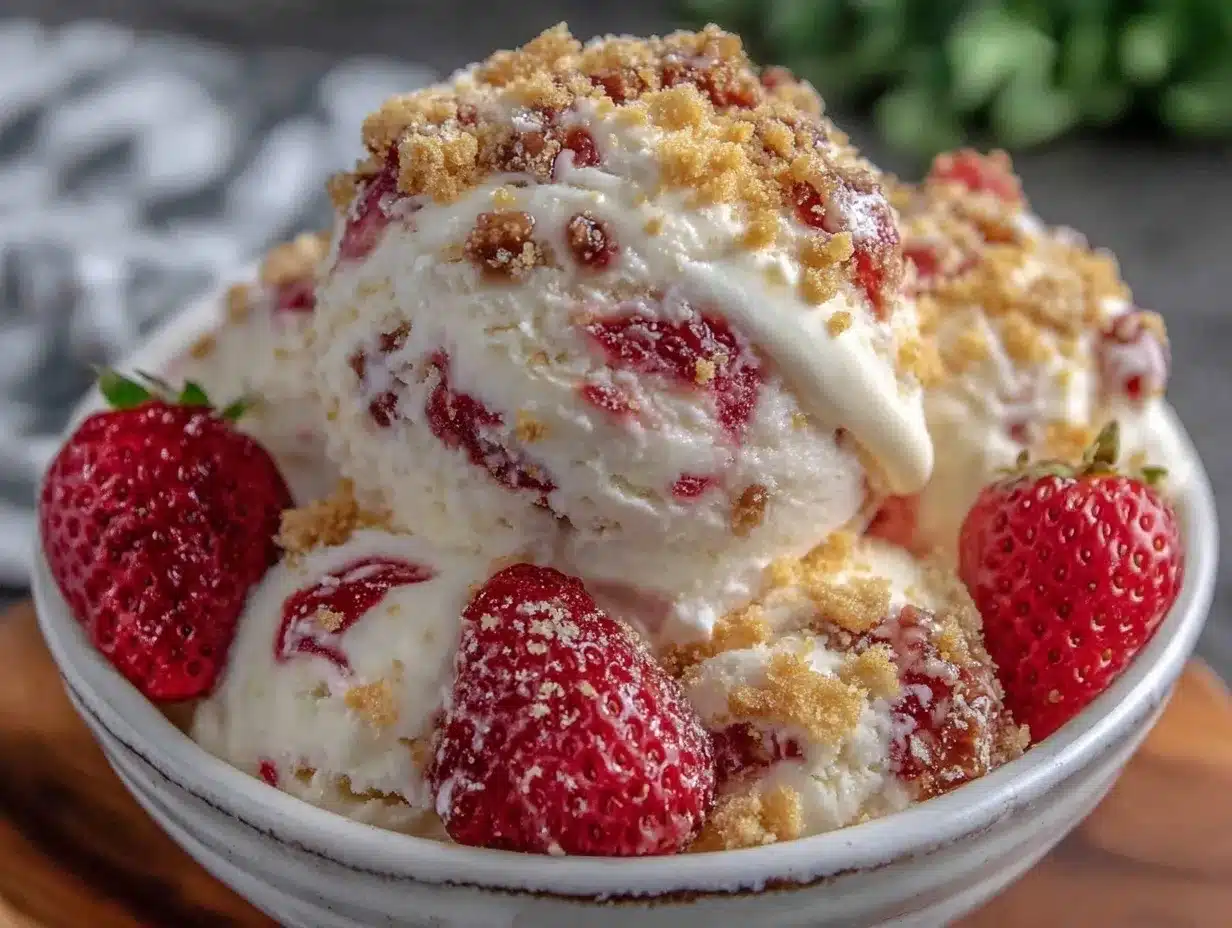 no-churn strawberry cheesecake ice cream preparation steps