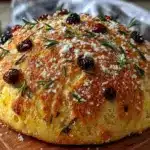 no-knead rosemary olive bread - featured image