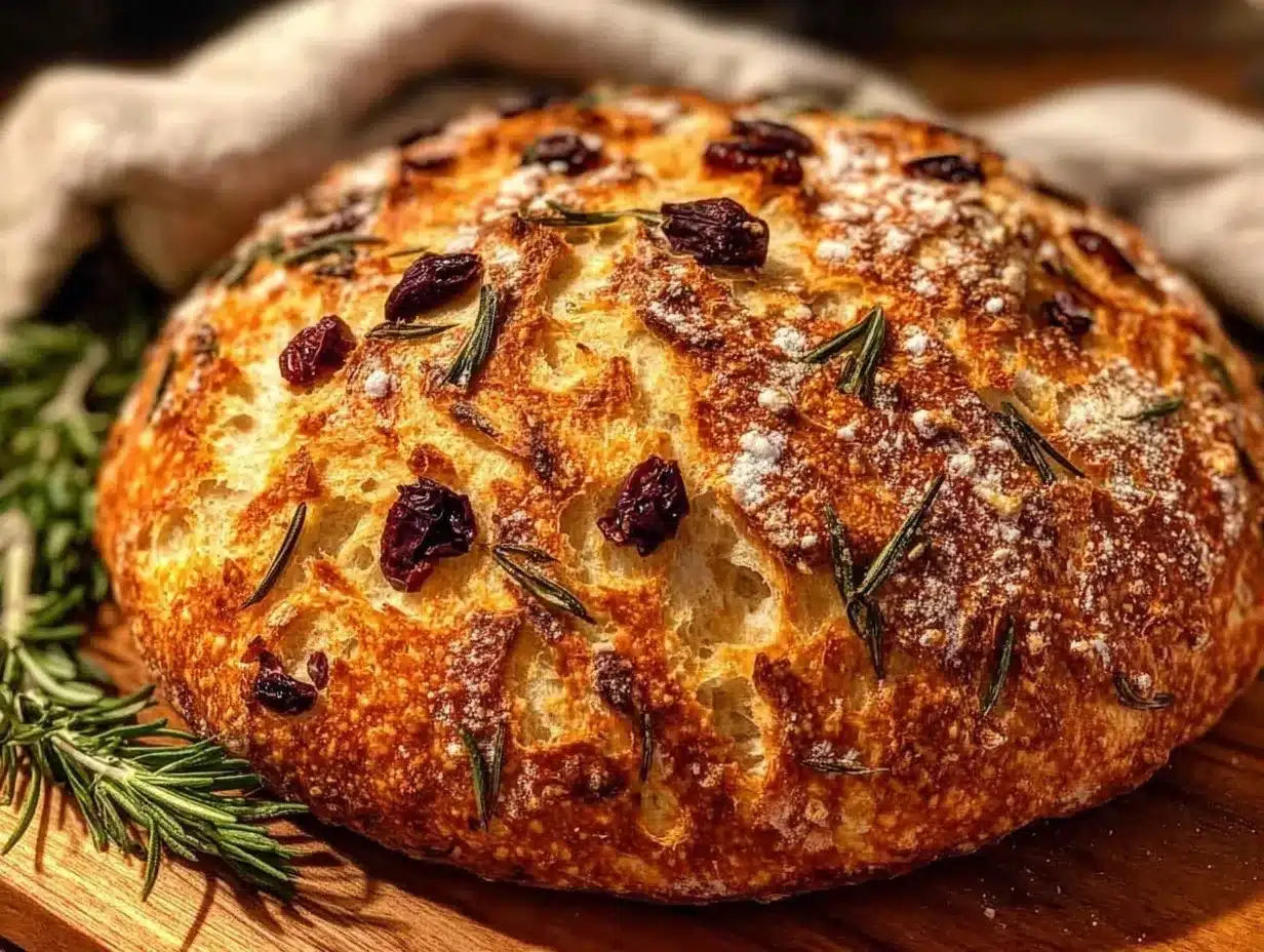 no-knead rosemary olive bread preparation steps
