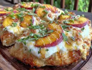 Peach and Burrata Naan Pizza - featured image