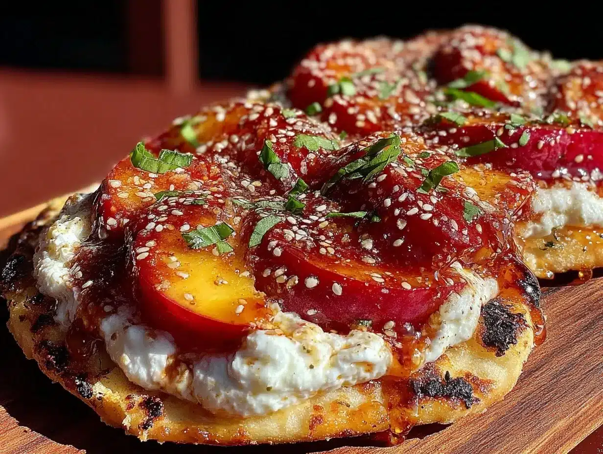 Peach and Burrata Naan Pizza preparation steps