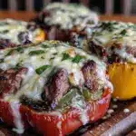 philly cheesesteak stuffed bell peppers - featured image