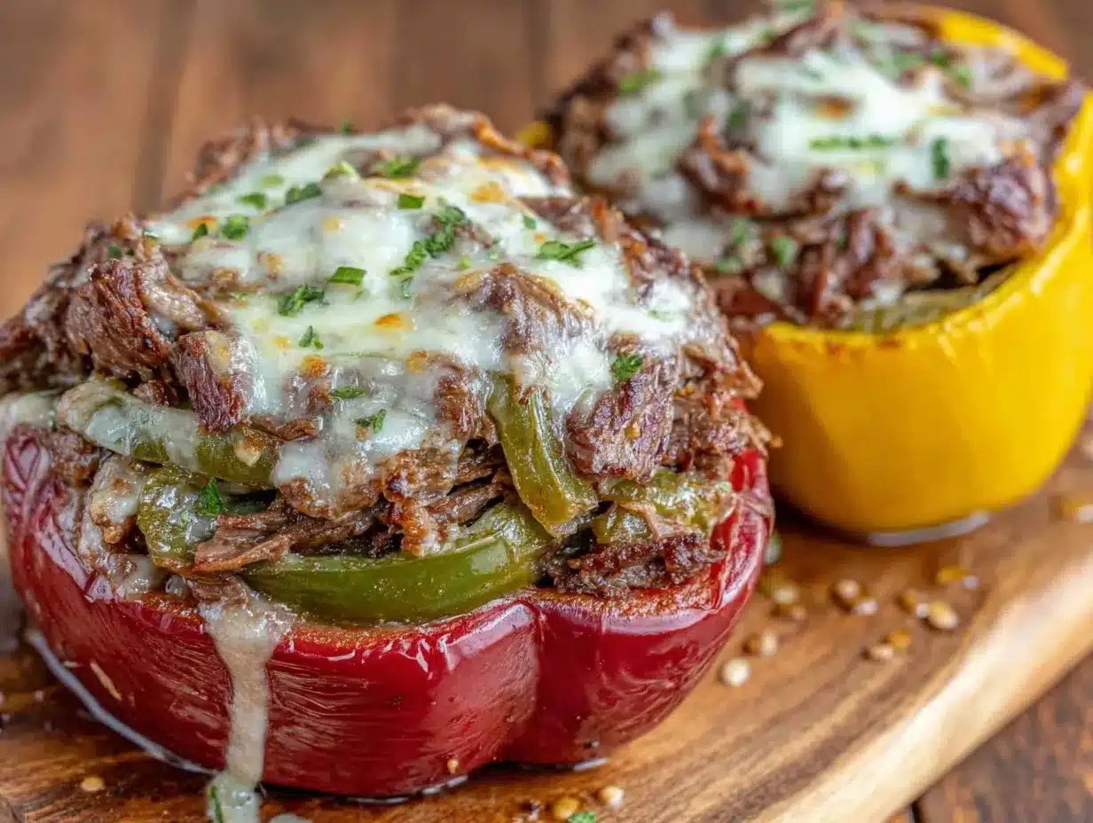 philly cheesesteak stuffed bell peppers preparation steps