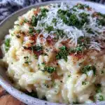 quick creamy garlic parmesan orzo - featured image