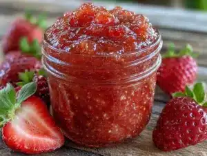 small batch strawberry freezer jam - featured image