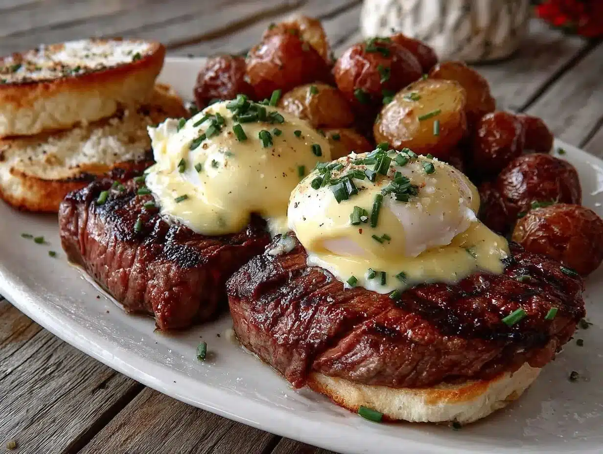 steak and eggs benedict preparation steps
