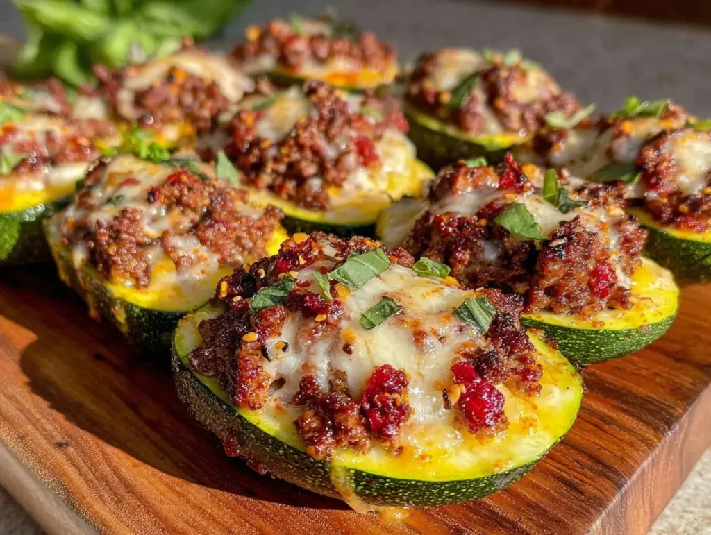 stuffed zucchini boats with italian sausage - featured image