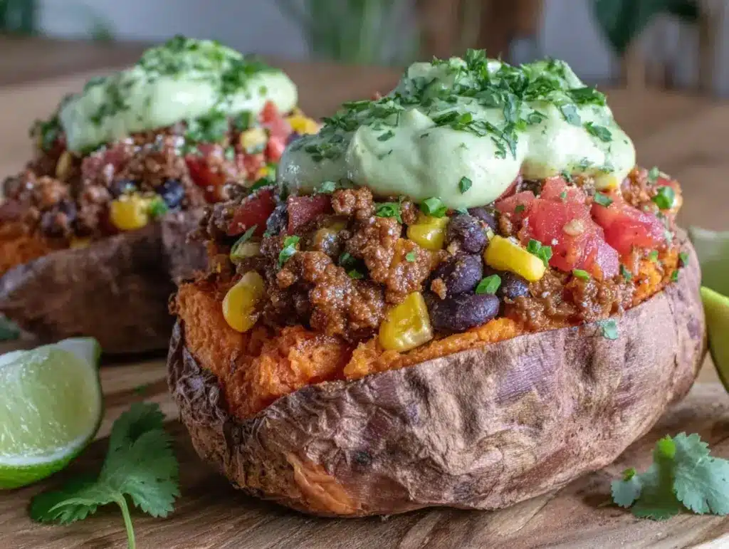 taco-stuffed sweet potatoes - featured image