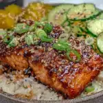 teriyaki salmon rice bowl - featured image