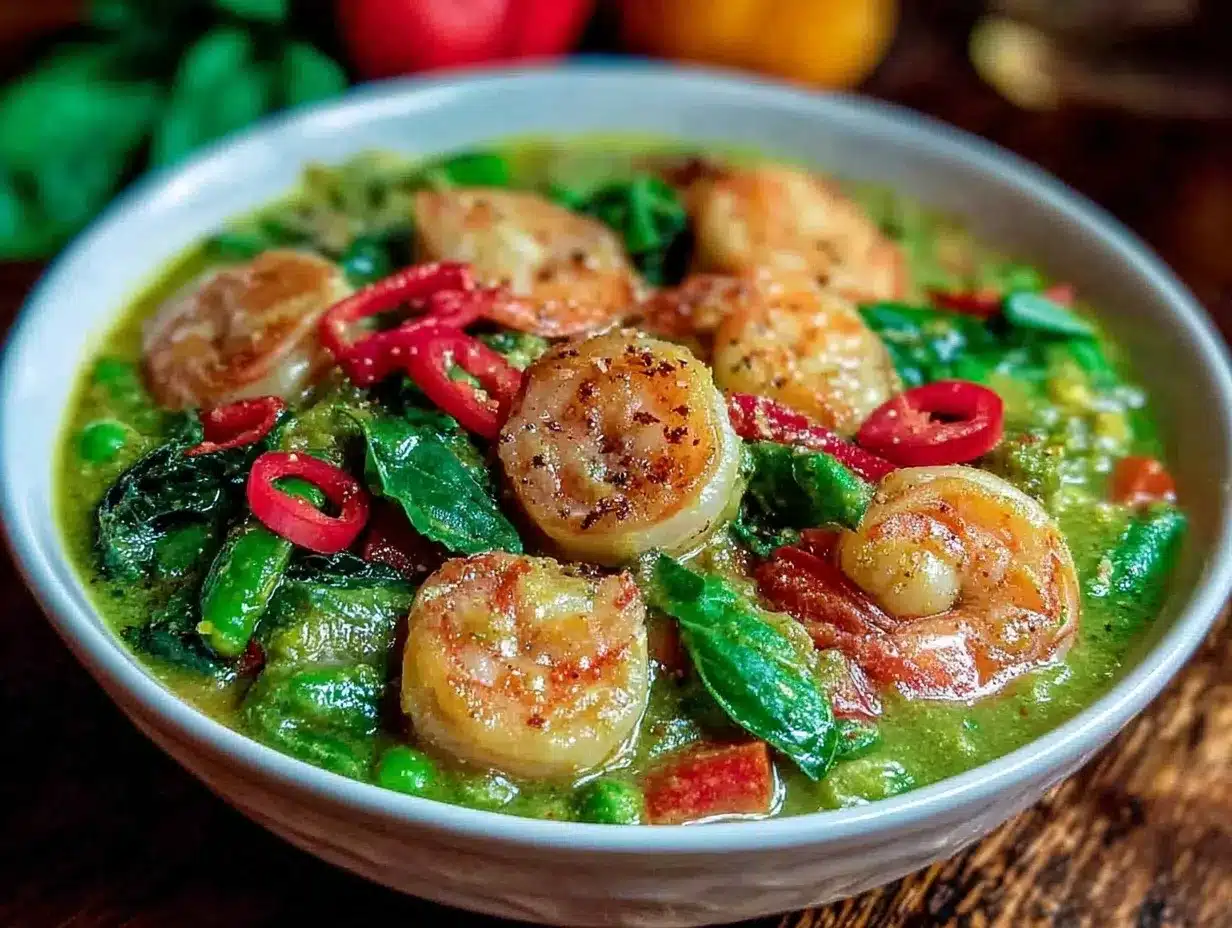 thai green curry with shrimp preparation steps