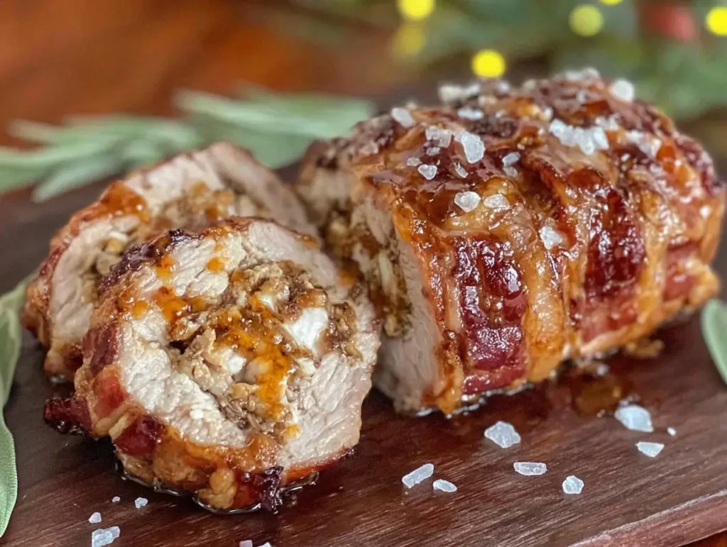 bacon-wrapped stuffed pork tenderloin - featured image