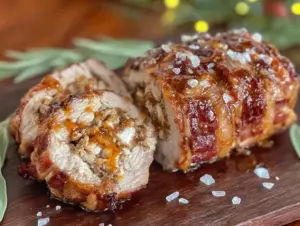 bacon-wrapped stuffed pork tenderloin - featured image