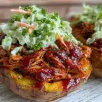 BBQ pulled chicken stuffed sweet potatoes - featured image