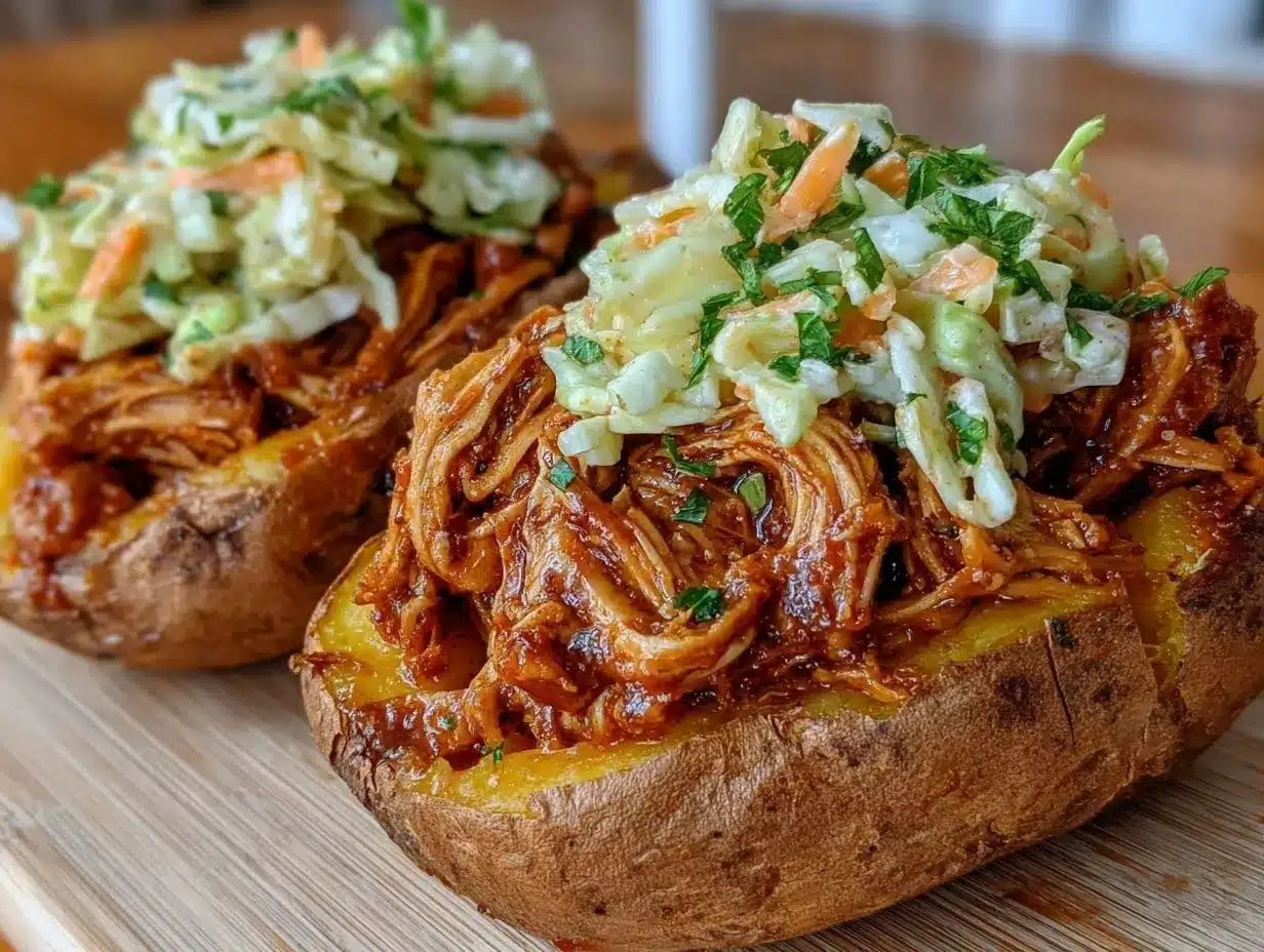 BBQ pulled chicken stuffed sweet potatoes preparation steps
