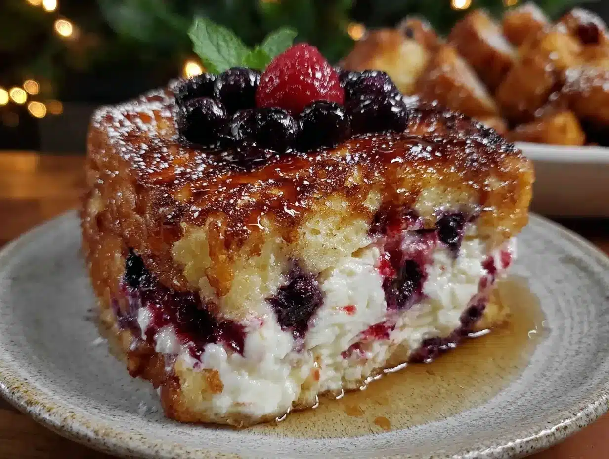 blueberry cream cheese stuffed french toast casserole preparation steps