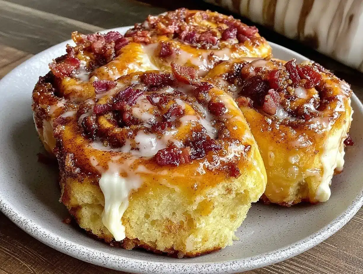 bourbon maple bacon cinnamon rolls preparation steps