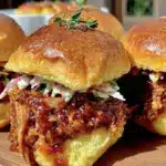 brown sugar bourbon glazed pulled pork sliders - featured image