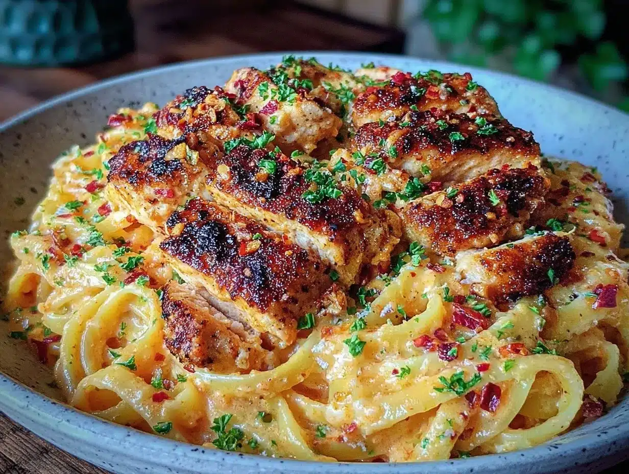 Cajun Chicken Alfredo Pasta preparation steps