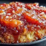 caramelized peach skillet cake - featured image