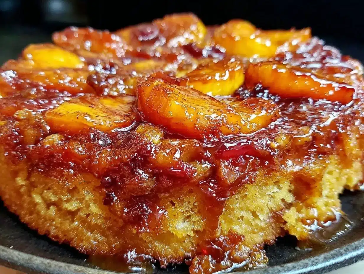 caramelized peach skillet cake preparation steps