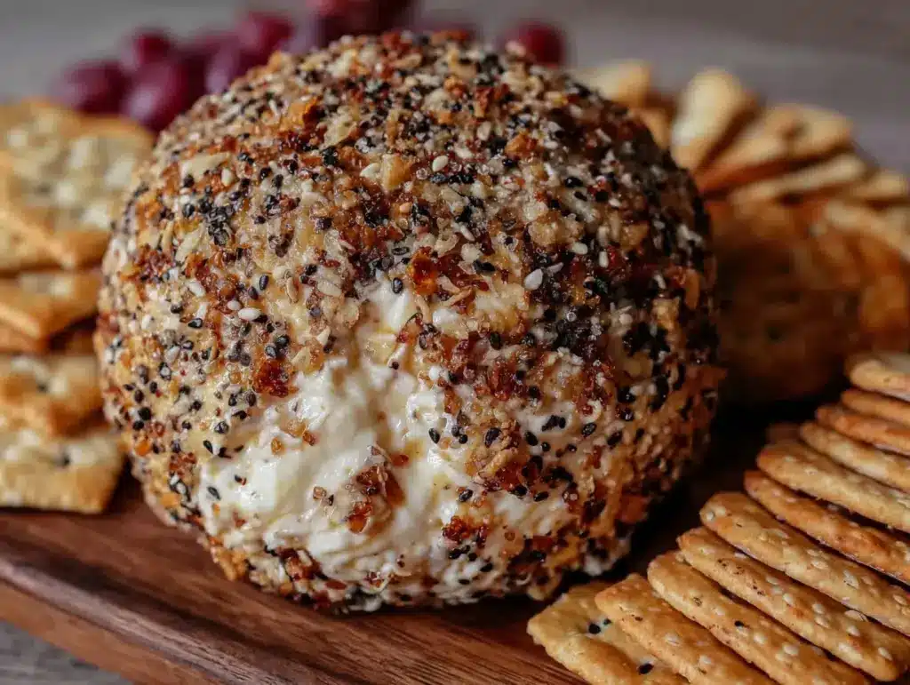 creamy everything bagel cheese ball - featured image