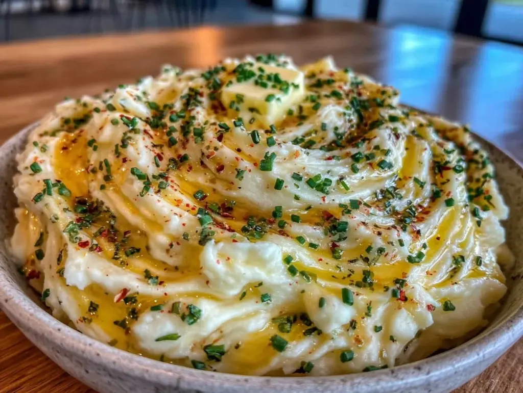 creamy garlic mashed potatoes - featured image