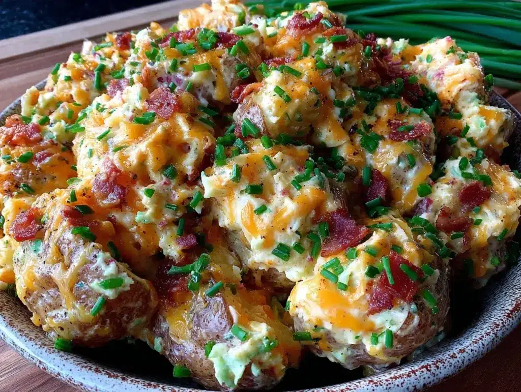 creamy loaded twice-baked potato salad - featured image