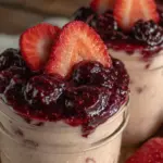 creamy no-bake strawberry cheesecake jars - featured image