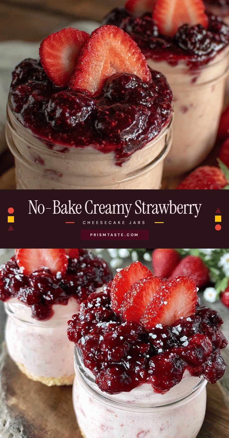 creamy no-bake strawberry cheesecake jars recipe