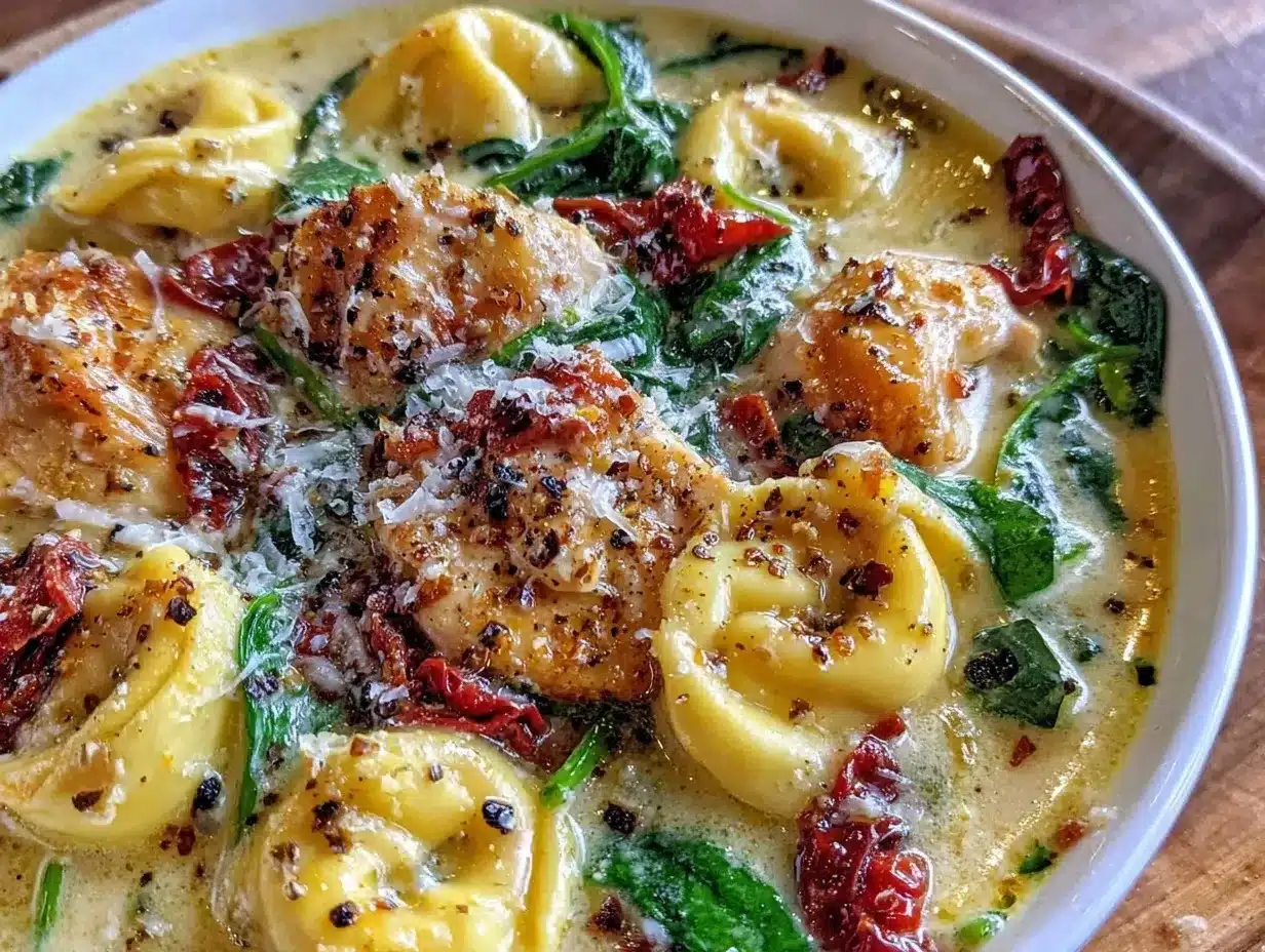 creamy one-pot tuscan tortellini soup preparation steps