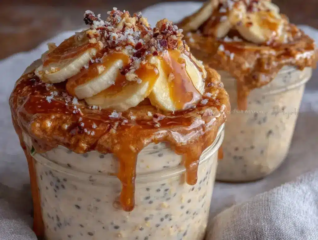 creamy peanut butter banana overnight oats - featured image